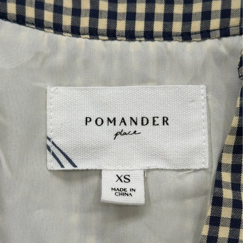 Pomander Place Long Sleeve Kenzo Dress Navy Blue Cream Gingham Womens Size XS - Picture 5 of 9